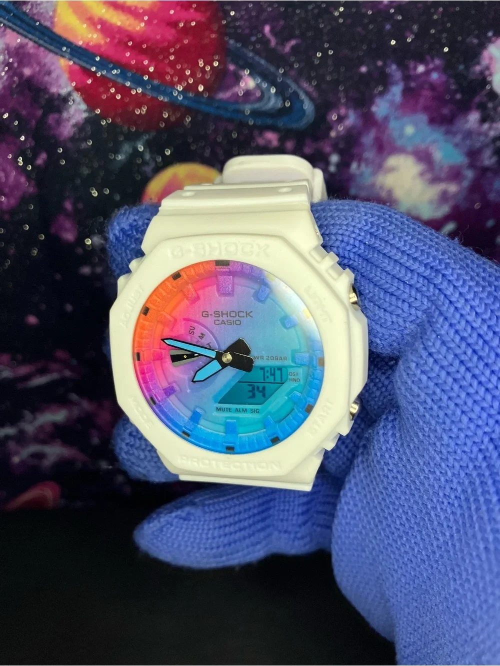 Custom G Shock White and multi color dials Colorway